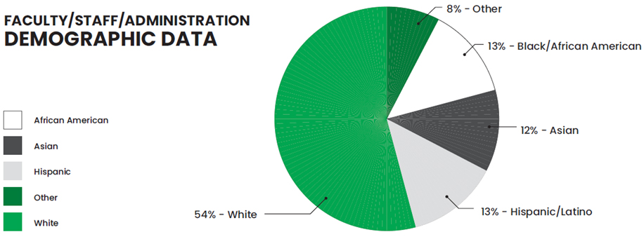 Faculty, Staff, Administration Demographic Data pie chart