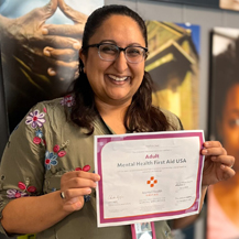 HSC's Nadya Jwa with her Mental Health Training Certification