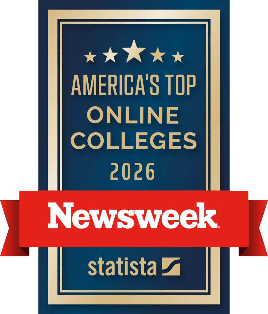Image of America’s Top Online Colleges 2026” Newsweek award badge.