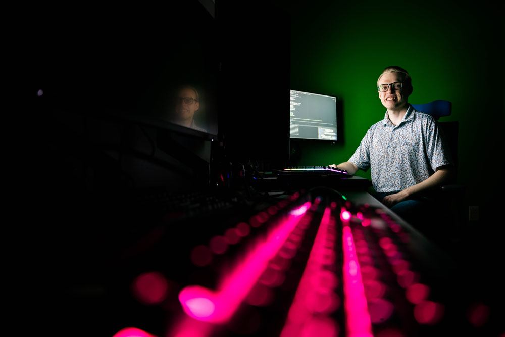 Photo of UNT's doctoral student Garret Cayce photographed in the la
