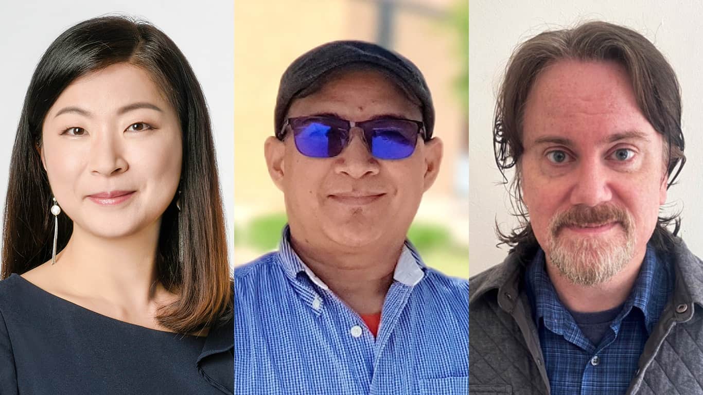 Photo from left: UNT faculty members and 2025-26 IAA fellows Sungji Hong, Binod Shrestha and Josh Gilbert