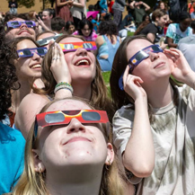 UNT Students enjoying the eclipse