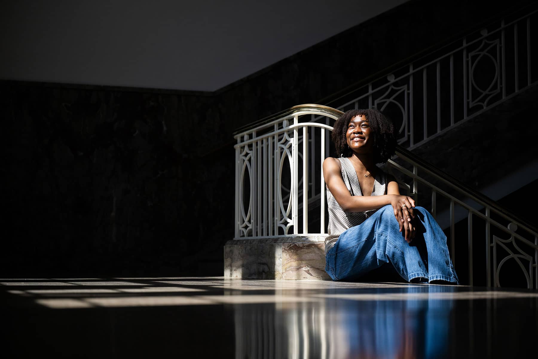 Full (uncropped) portrait of Hadiyah "Diyah" Muhammad, UNT international studies major and Rotary Global Grant recipient