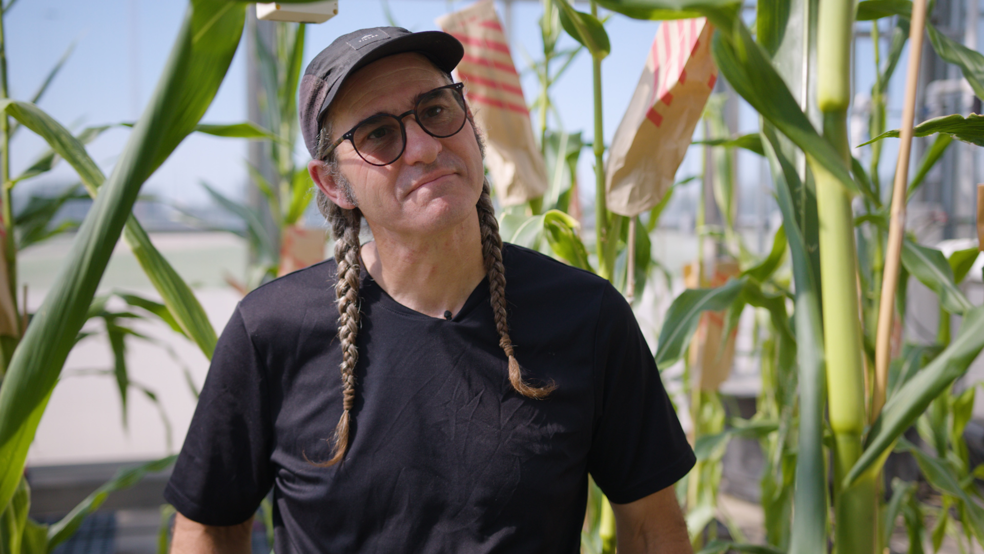 Portrait photo of UNT's John Sullivan inside a greenhouse