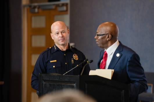 Dallas Police Chief Eddie Garcia and City Council Member Tennell Atkins
