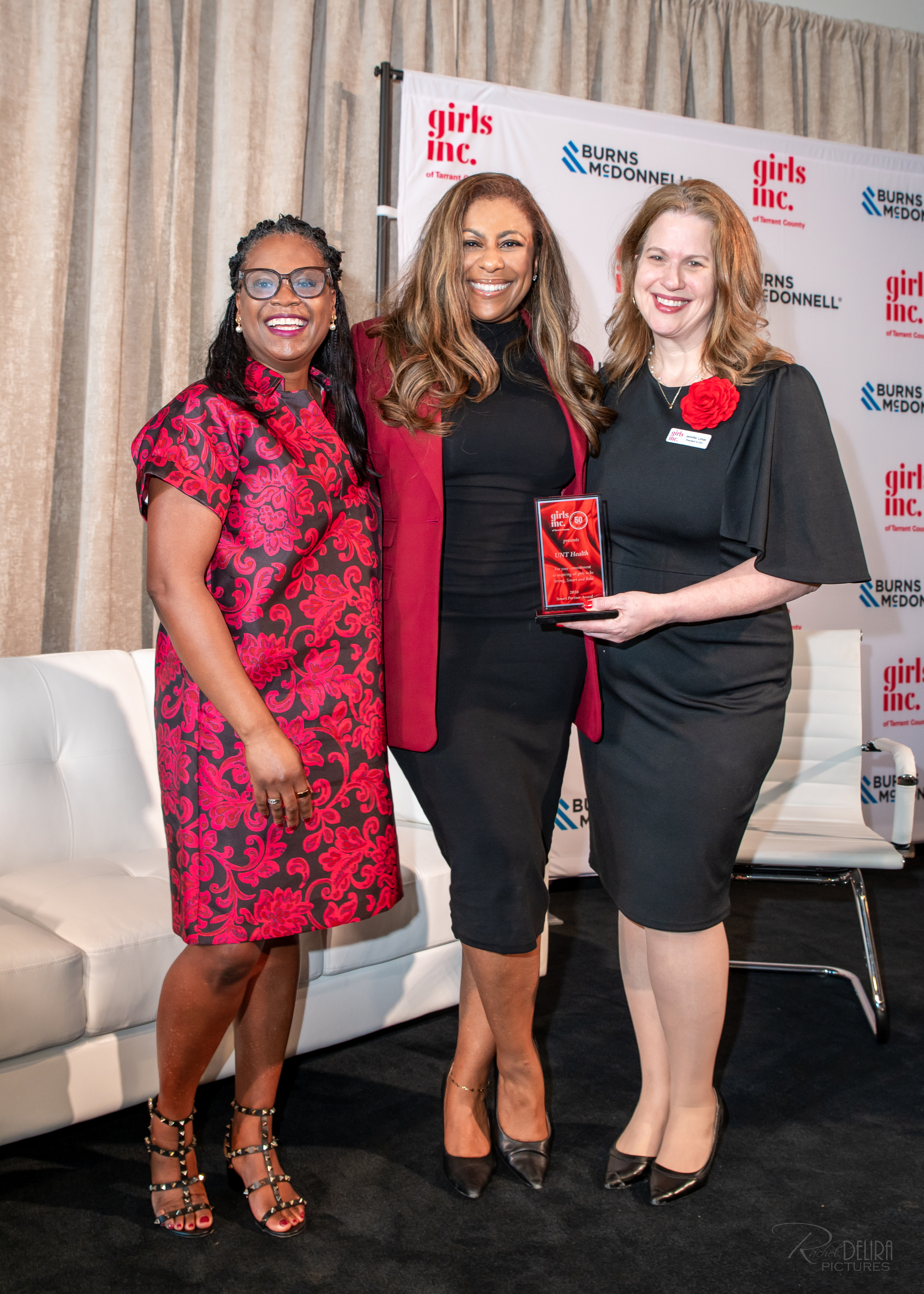 Photo of Taunya Williams and Jennifer Limas Girls Inc. of Tarrant County Board Chair Dawn Davidson, UNT Health Chief of Staff Taunya Williams and Girls Inc. of Tarrant County President and CEO Jennifer Limas.