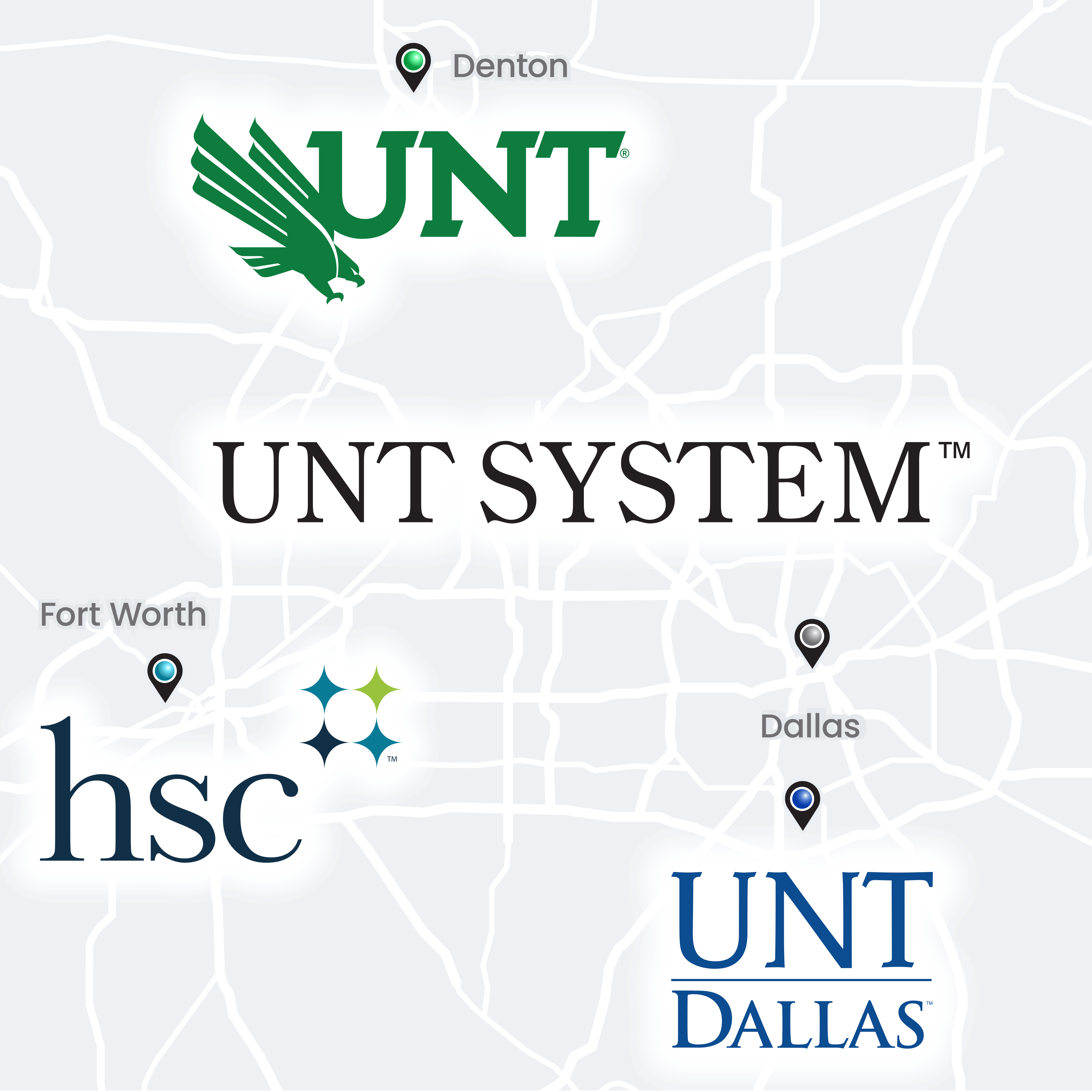 UNT System in North Texas map