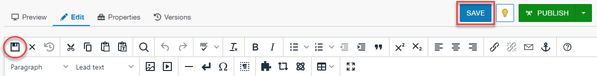 Save and Exit icon will save your changes but not publish.
