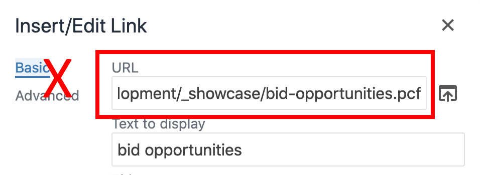 Do not use the filepath in the linking field.