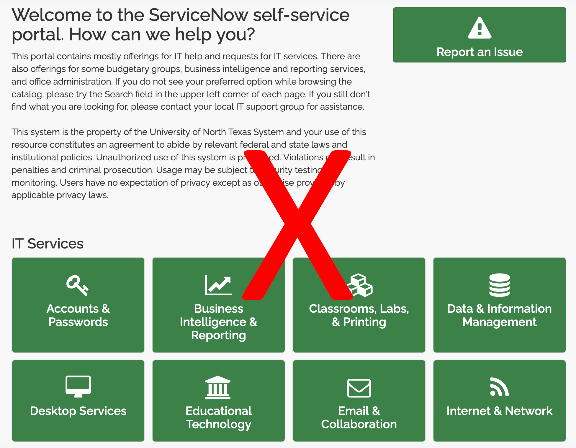 Service Now portal for ITSS requests
