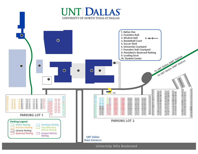 UNT Dallas Parking Map